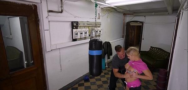  Blonde boxing slut pounded by cock